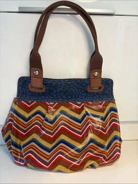 Vintage Y2K Fossil Key Per Coated Nylon Shoulder Bag